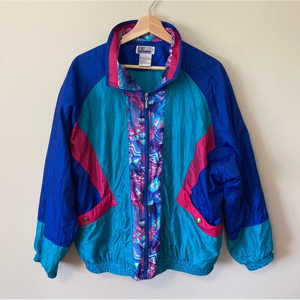 Vintage Colorblock Floral Windbreaker Athletech Large